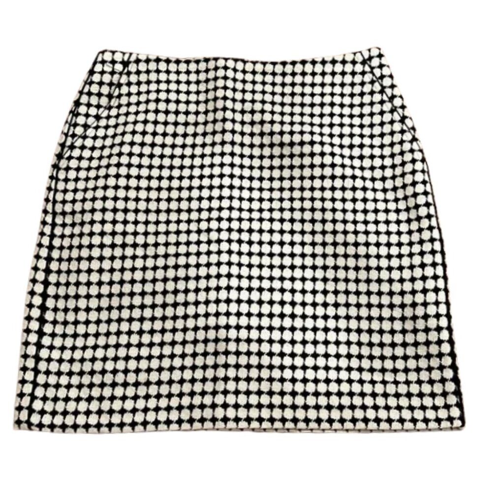NWOT Banana Republic Black & White Check Tweed Mini Skirt w/ Hidden Pockets, 6